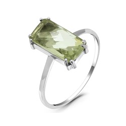 Кольцо из серебра зеленый аметист, Камелия