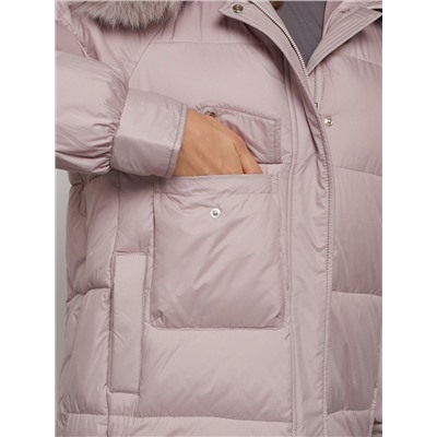 Куртка зимняя женская модная с мехом светло-коричневого цвета 13301SK