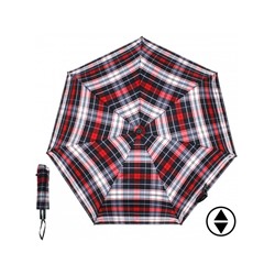 Зонт женский ТриСлона-L 3767-I,  R=58см,  суперавт;  7спиц,  3слож,  облегченный,  клетка,  тем.син/серый/красн 205905