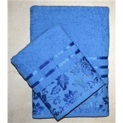 Набор махровых полотенец "Дуэт"-темно-голубой 2 шт ( 50*90 см,70*140 см) хлопок 100%
