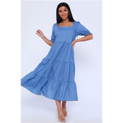 Платье с пышными рукавами голубого цвета 48820
