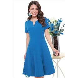 Платье синее с V-образным вырезом