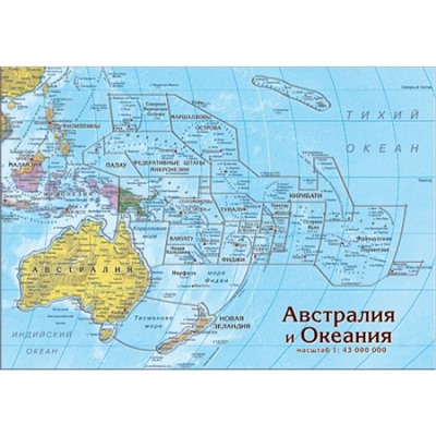 Карта-пазл Австралии и Океании (фрагменты по странам) 33х23см.