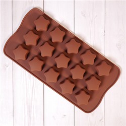 Форма силиконовая для шоколада "Звезды" 20*10 см, 15 ячеек