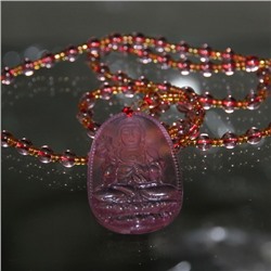 Четки для медитации с подвеской ГУАНИНЬ (розовые, под камень, 6 мм., длина 38 см.), 1 шт.