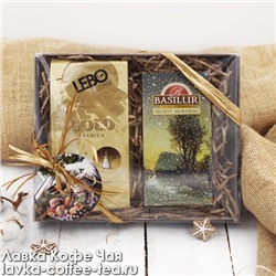 Подарочный набор "Антрацит" с кофе Lebo Gold и чаем Basilur