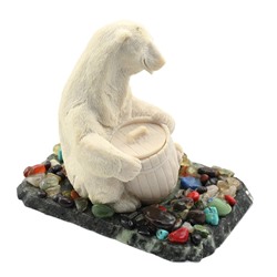 Сувенир из змеевика и мрамолита "Белый медведь" 150*115*120мм.