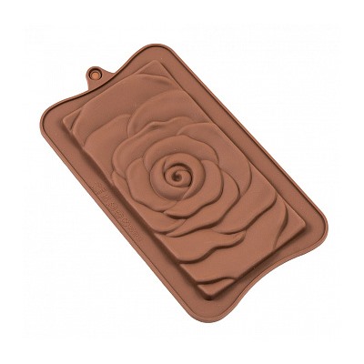 Форма силиконовая для шоколада "Плоская роза", плитка 15*7,5см