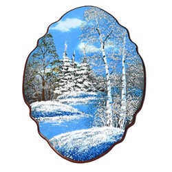Панно с рисунком из камня, зима "облако" 37,5*50,5см