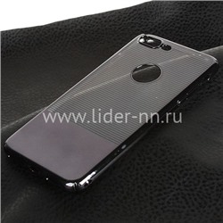 Задняя панель для iPhone7 Plus/8 Plus Пластик/вырез под логотип В ПОЛОСКУ (черная)