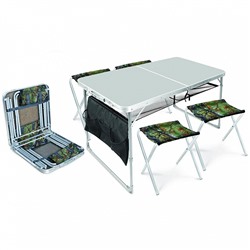 Набор: стол складной + 4 стула дачных складных (ССТ-К3/1 металлик-хант)