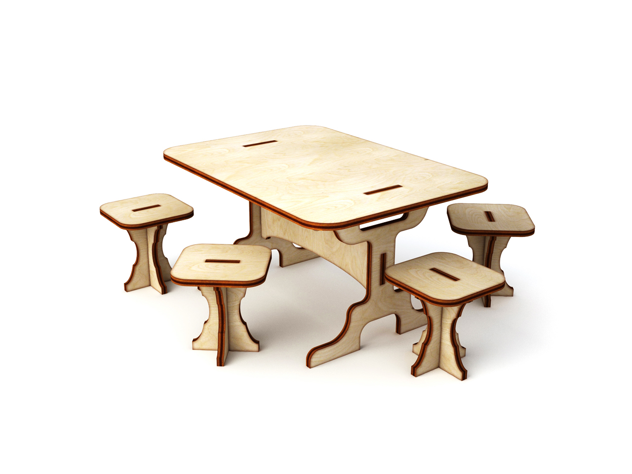 Деревянная кукольная мебель стол и табуретки