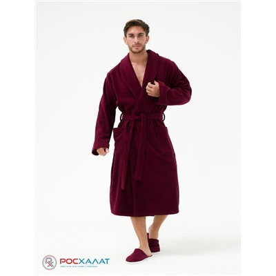 Мужской махровый халат с шалькой темно-бордовый МЗ-03 (122)