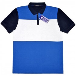 Рубашка-поло "Turon", трехцветная, пике (сине-голубой)