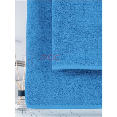 Махровое полотенце без бордюра голубое ПМ-62
