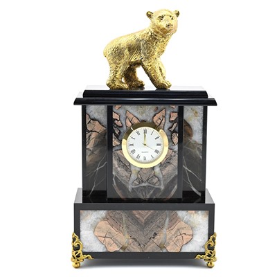 Часы из яшмы и долерита "Медведь" 140*65*255мм.