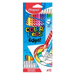 Maped. Карандаши цветные "Color'Peps Ops" (12 цв) с ластиком, пластик  арт.832812