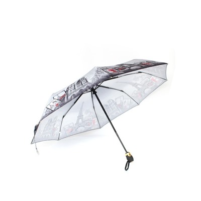 Зонт женский ТриСлона-L 3835a,  R=58см,  суперавт;  8спиц,  3слож,  фотосатин,  Париж 257483