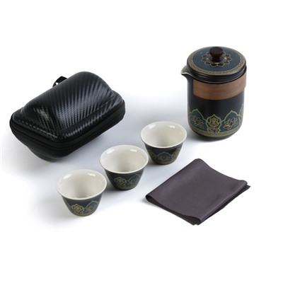 Набор для чайной церемонии 5 предметов на 3 персоны: чашка 50 мл, чайник 280 мл, черный