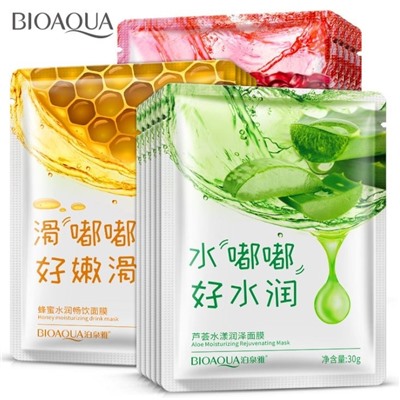 SALE! Bioaqua Питательная, увлажняющая тканевая маска с экстрактом меда, Honey Moisturizing Drink Mask, 30 гр.