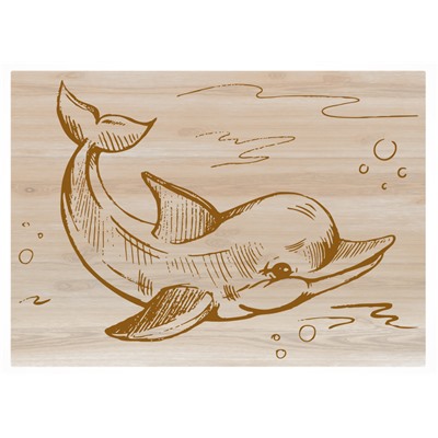 Доски с рисунком для выжигания «Дельфин и лисенок» (2 штуки)