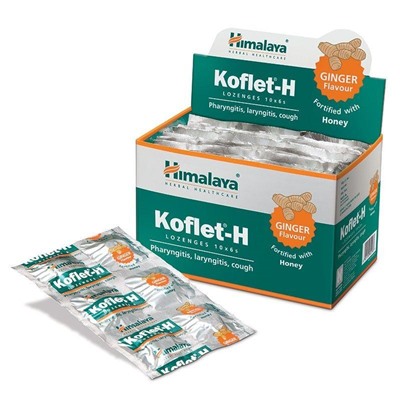 KOFLET-H Ginger and Honey Himalaya (Леденцы от кашля с имбирем и медом Кофлет-Х, Хималая), 1 блистер (6 таб)