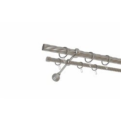 Карниз металлический 2-рядный хром матовый, крученая труба, ø25 мм  (df-100115)