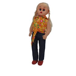 Кукла с косичками в джинсах и тунике 40*19см / пакет H1943