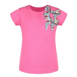 Футболка(блузка) для девочки розового цвета с бантами 79812-ДЛ21