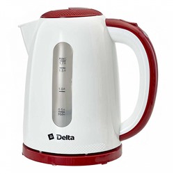 Чайник электрический 2200 Вт, 1,7 л DELTA DL-1106 белый с бордовым