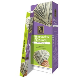 ATTRACTS MONEY Premium Incense Sticks, Zed Black (ПРИВЛЕЧЕНИЕ ДЕНЕГ премиум благовония палочки, Зед Блэк), уп. 8 палочек.