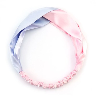 15%Шелковая повязка- бандо на голову,1 шт. Цвет нежно-розовый + нежно-голубой.