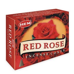 Hem Incense CONES RED ROSE (Благовония конусы КРАСНАЯ РОЗА, Хем), уп. 10 конусов.