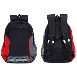 Рюкзак школьный RB-259-1m/1 черный - красный - серый 27х40х16 см GRIZZLY