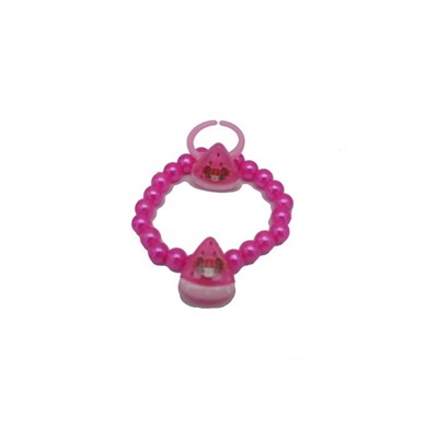 Набор детский №10  Корона,девочка,конфетка,ягодка (браслет+колечко) ярко-розовый