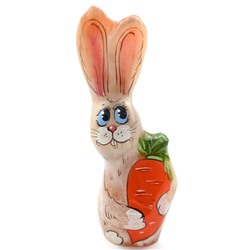 Скульптура из селенита "Заяц с морковкой" 50*52*130мм