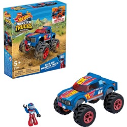 Mattel. "Hot Wheels" Конструктор "Mega Race Ace Monster Truck" монстр-трак Рейс синий арт.HDJ93