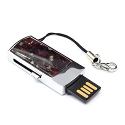 USB флешка 32GB с накладкой из эвдиалита, серебристая
