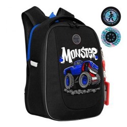 Рюкзак школьный RAf-293-2/2 черный - синий 29х36х18 см GRIZZLY