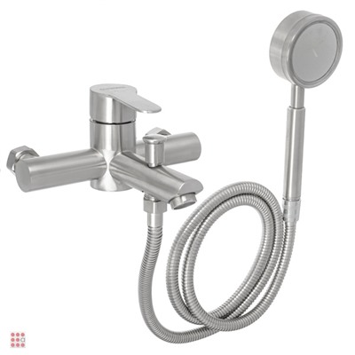 Смеситель для ванны с душем, короткий излив СоюзКран, керамический картридж 35 мм, нержавеющая сталь