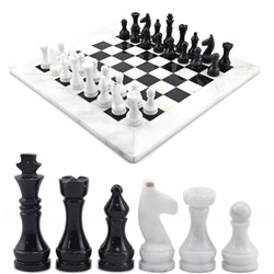 Шахматы из мрамора белого с черным 370*370мм