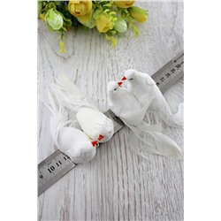 Птички декоративные "Голубки" с зажимом 12 см (12 пар) SF-2381, белый