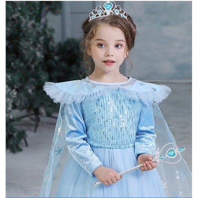 Платье карнавальное принцесса Эльза RZ18071 с длинным рукавом