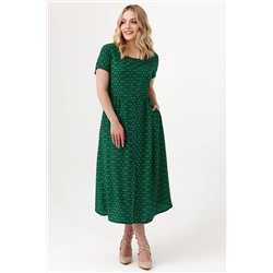 Платье длинное зелёное с карманами