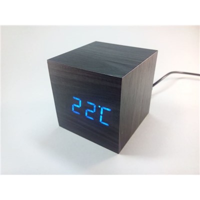 Электронные часы в деревянном корпусе VST-869-5, синие цифры