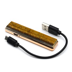 Электронная зажигалка USB с накладкой из тигрового глаза