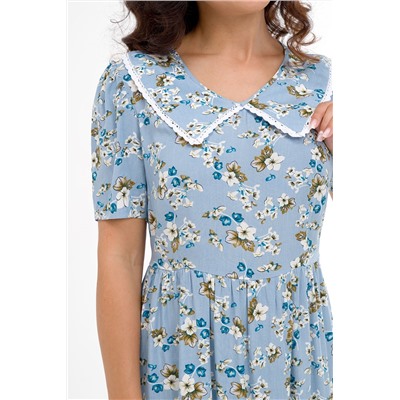 Платье светло-голубое с цветочным принтом