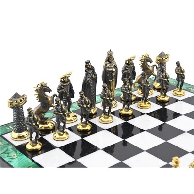 Шахматы подарочные из малахита "Средневековье" 375*375мм