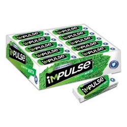 «Impulse», жевательная резинка со вкусом «Мята», без сахара, 14 г (упаковка 30 шт.) KDV