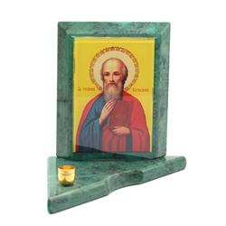 Икона из змеевика на подставке "Св. Богослов" 1 свеча, 90*90*100мм